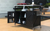 Farmhouse Solid Fir Wood Outdoor Kitchen Island Cart - Omega Lifestyles