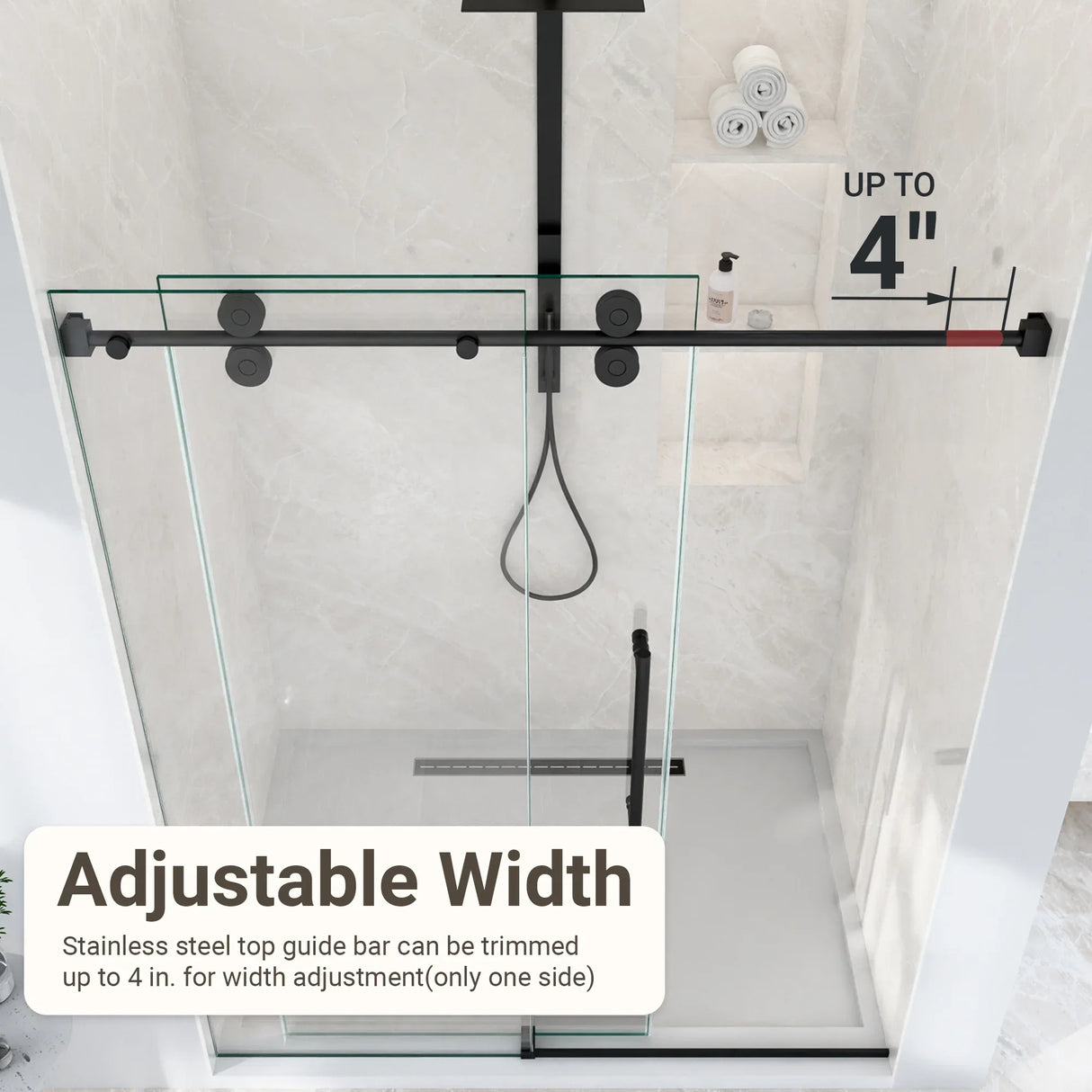 Frameless Matte Black 8mm Tempered Glass Shower Door - Omega Lifestyles