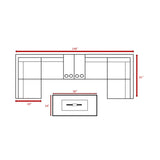 4-Person Espresso Rattan Wicker Sectional Seating Group With Firepit - Omega Lifestyles