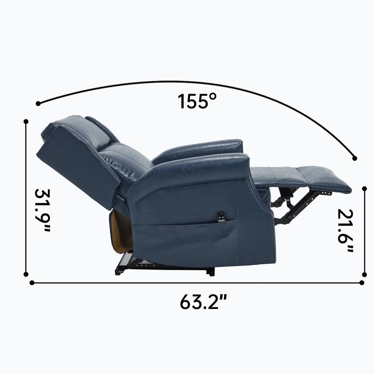 Blue Faux Leather Manual Recliner Chair With Massage Heat - Omega Lifestyles