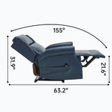 Blue Faux Leather Manual Recliner Chair With Massage Heat - Omega Lifestyles