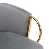 Set Of 2 Gray Velvet Fabric Bar Stools With Foam Cushion - Omega Lifestyles