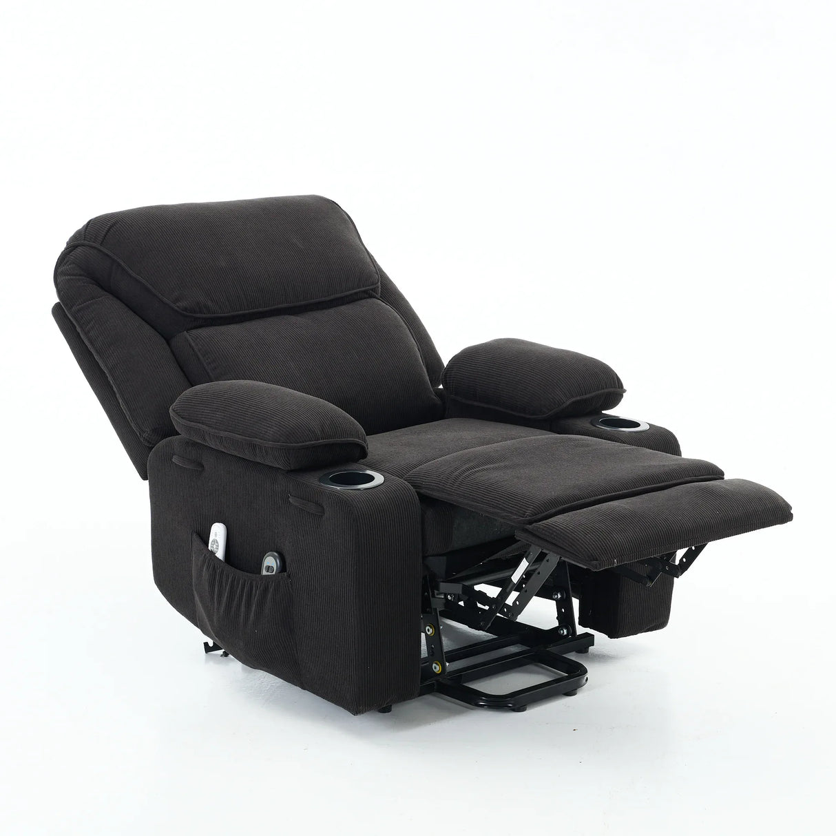 Medium-Firm Corduroy Remote-Controlled Heating Massage Recliner - Omega Lifestyles