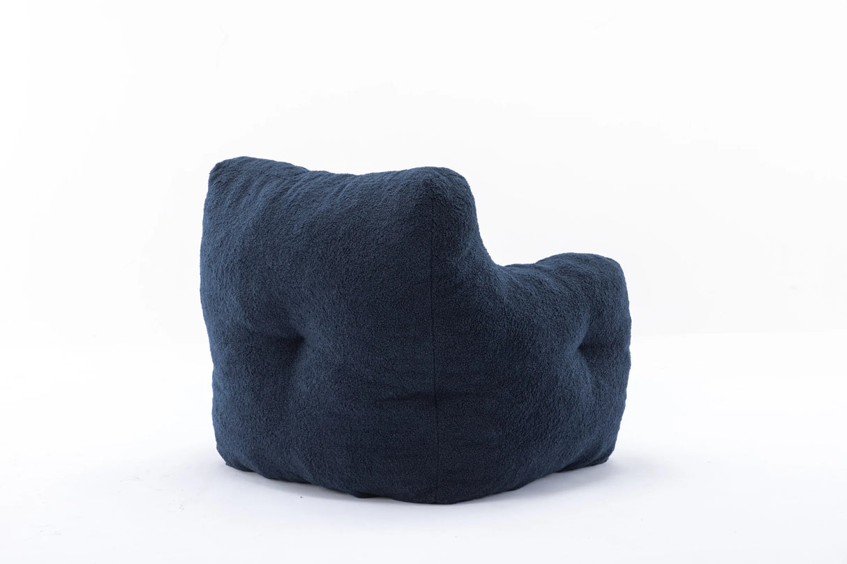Soft Teddy Fabric Tufted Foam Bean Bag Chair Dark Blue - Omega Lifestyles