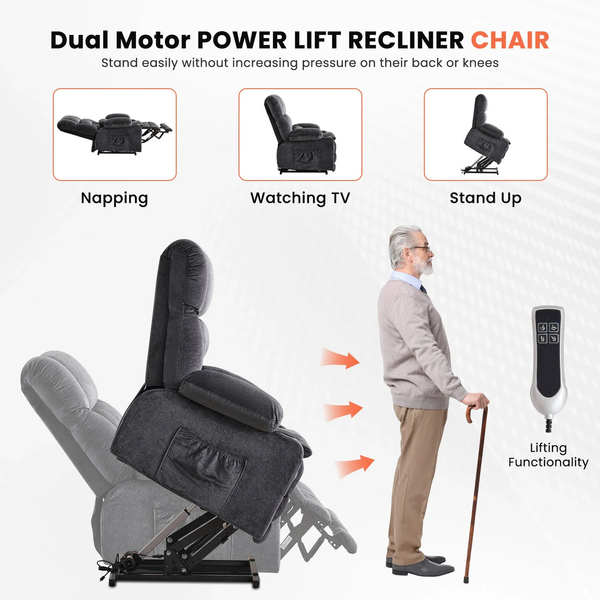 Dual Motor Power Lift Recliner Chair With Heat Massage - Omega Lifestyles
