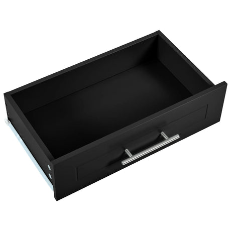 Fluted Rubber Wood Kitchen Island With Trash Can Cabinet - Omega Lifestyles