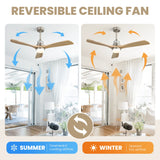 52-Inch Remote-Controlled Reversible Wood Blade Ceiling Fan - Omega Lifestyles