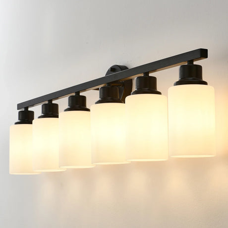 Matte Black Glass Shade 6-Light Wall Sconce Lighting - Omega Lifestyles