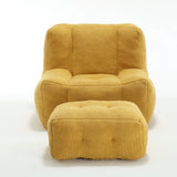 Velvet Memory Foam Bean Bag Chair With Ottoman - Omega Lifestyles