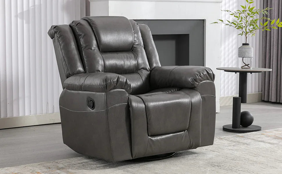 Grey Manual PU Upholstered Home Theater Recliner Chair Set - Omega Lifestyles