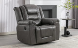 Grey Manual PU Upholstered Home Theater Recliner Chair Set - Omega Lifestyles