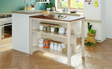 Rustic Solid Wood Kitchen Island Set With Seating - Omega Lifestyles