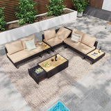 Diamond Weave Outdoor Sectional Furniture Set With Cushions - Omega Lifestyles
