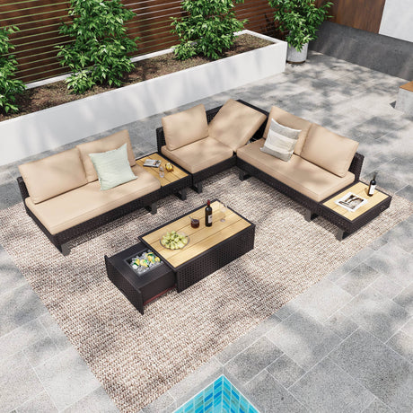 Diamond Weave Outdoor Sectional Furniture Set With Cushions - Omega Lifestyles