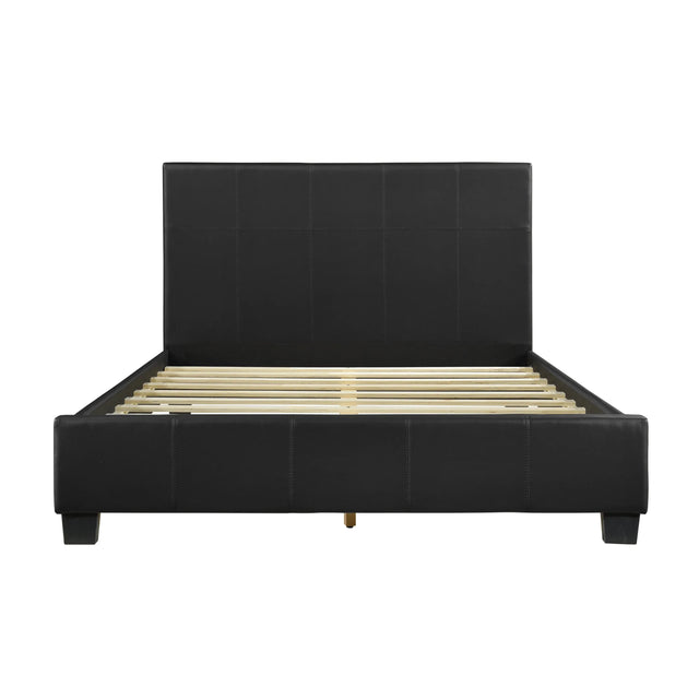 Full Contemporary Black Faux Leather Platform Bed Frame - Omega Lifestyles