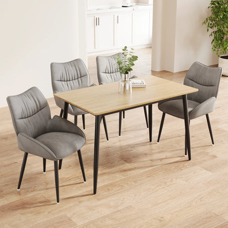 Modern Minimalist Wood Grain Dining Table Chair Set - Omega Lifestyles