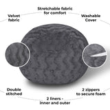 4-Foot Gray Faux Fur Memory Foam Bean Bag Chair - Omega Lifestyles