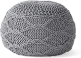 Modern Grey Cotton Knit Weave Pouf 20 Inch - Omega Lifestyles