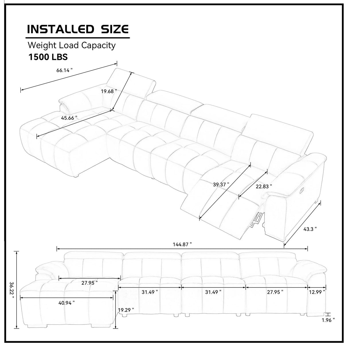 Electric Control Genuine Leather 4-Seat L-Shaped Reclining Sofa - Omega Lifestyles