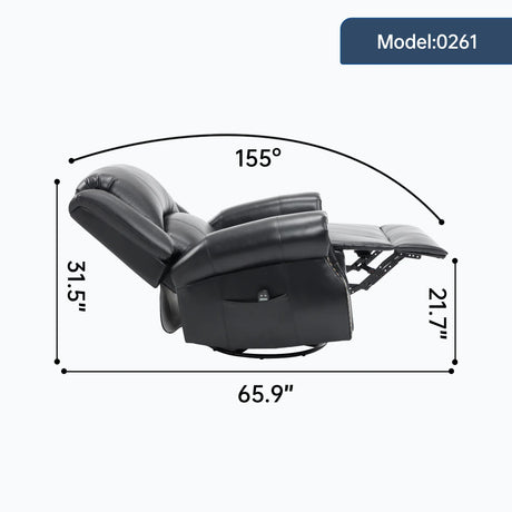 Heat Massage Faux Leather Swivel Rocking Recliner Chair - Omega Lifestyles
