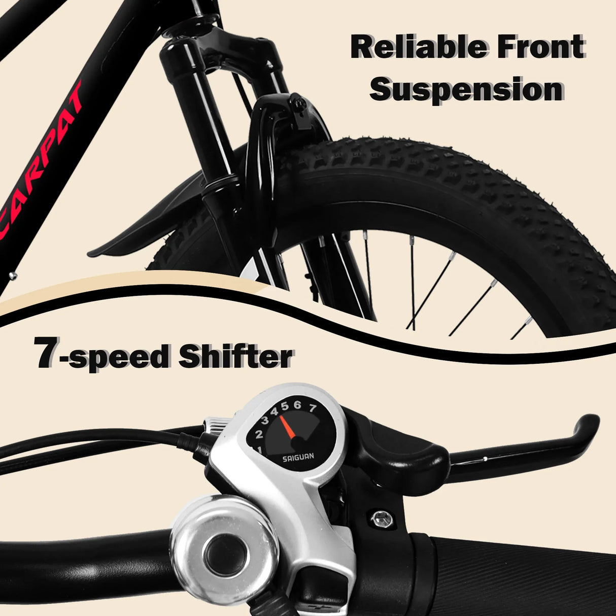 20-Inch 7-Speed Front Suspension Kids Mountain Bike - Omega Lifestyles