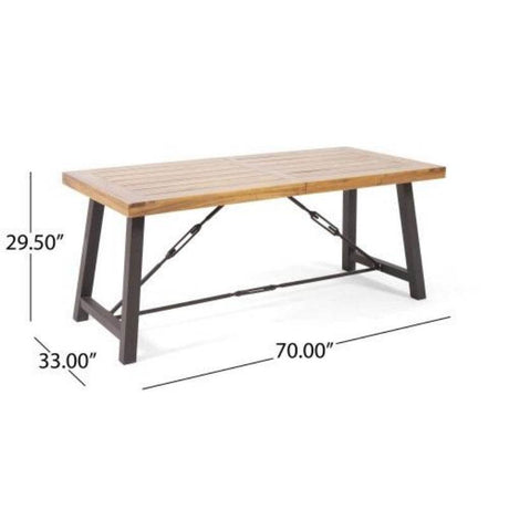 Modern Industrial Acacia Wood And Iron Outdoor Dining Table - Sleep Galleria
