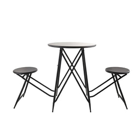 Industrial Black Iron Stowable Side Table With Seating Set - Omega Lifestyles