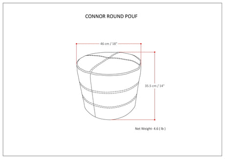 Round Distressed Buffalo Leather Pouf Ottoman - Omega Lifestyles