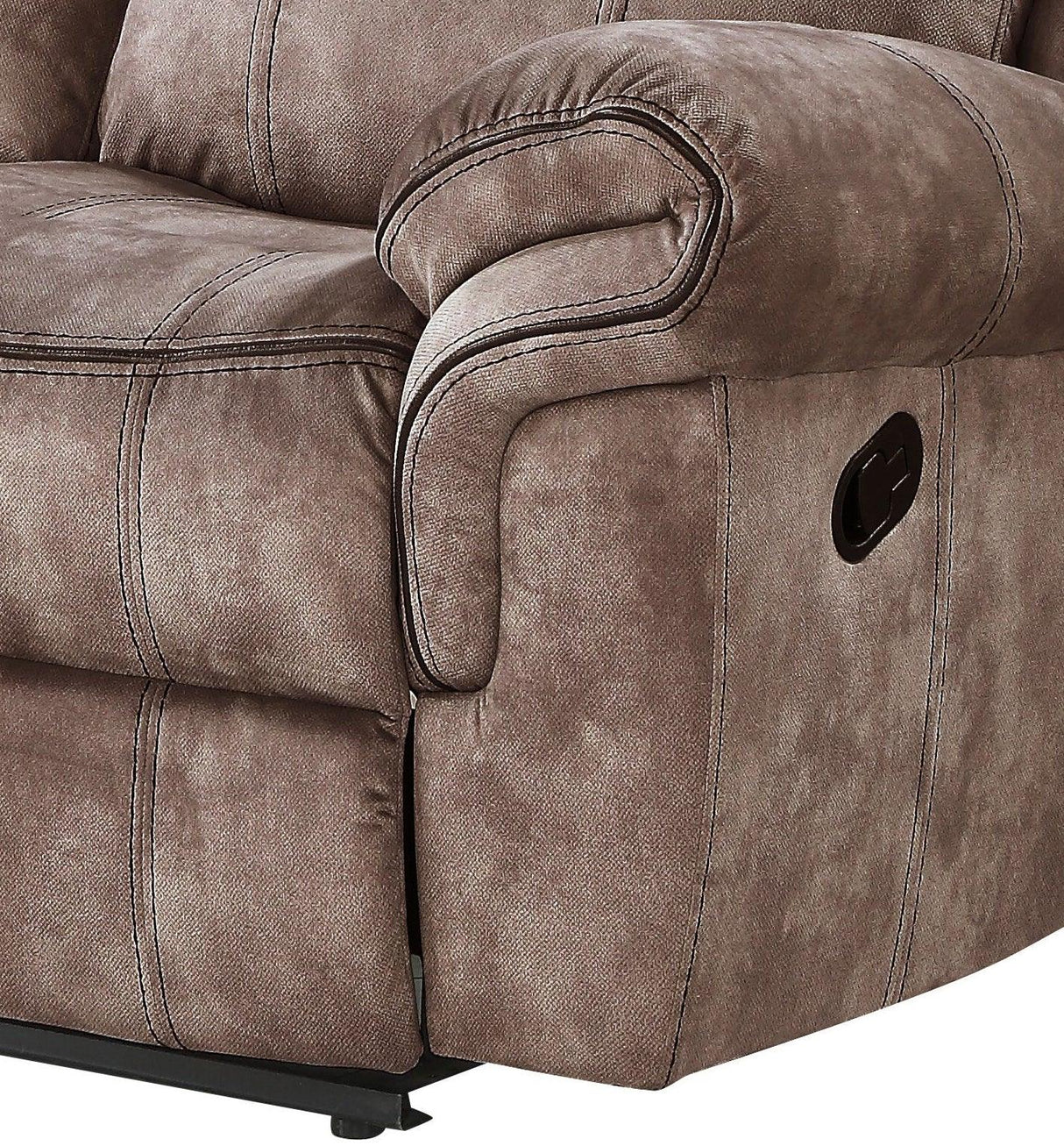 Chocolate Velvet Recliner Sofa With USB Port And Drop Down Table - Omega Lifestyles