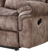 Chocolate Velvet Recliner Sofa With USB Port And Drop Down Table - Omega Lifestyles
