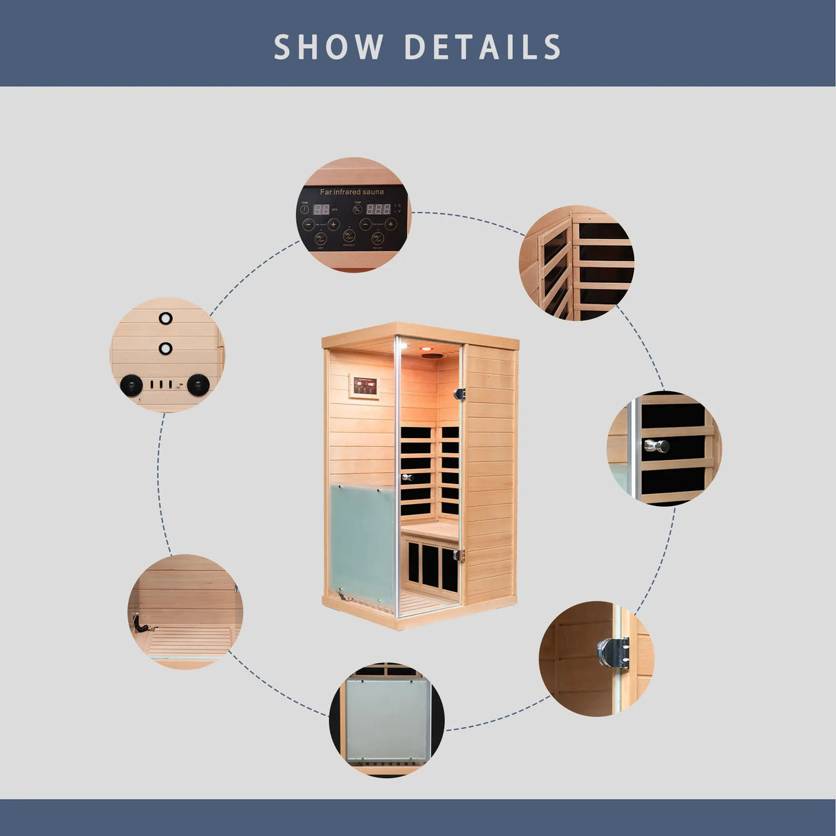 Mini Hemlock Wood Far-Infrared Heating Sauna With Bluetooth - Omega Lifestyles