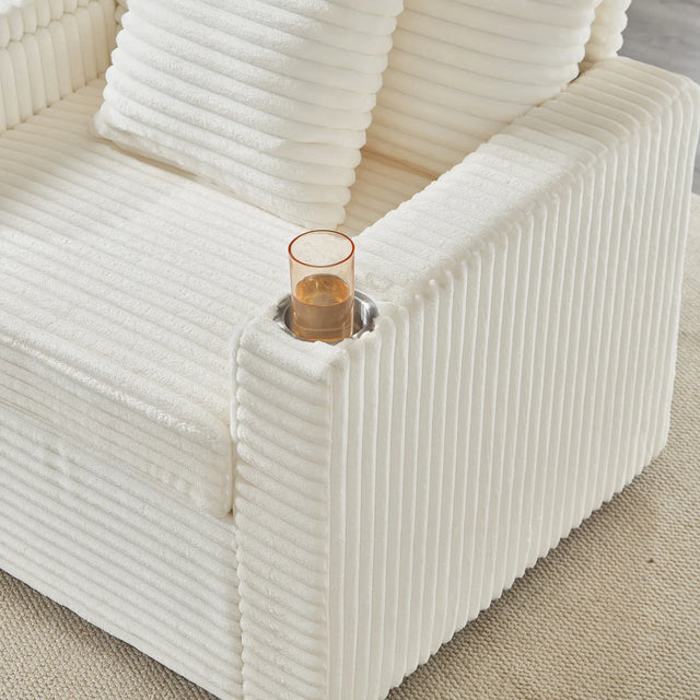 Corduroy Multifunctional Storage Ottoman Sofa With Table - Omega Lifestyles