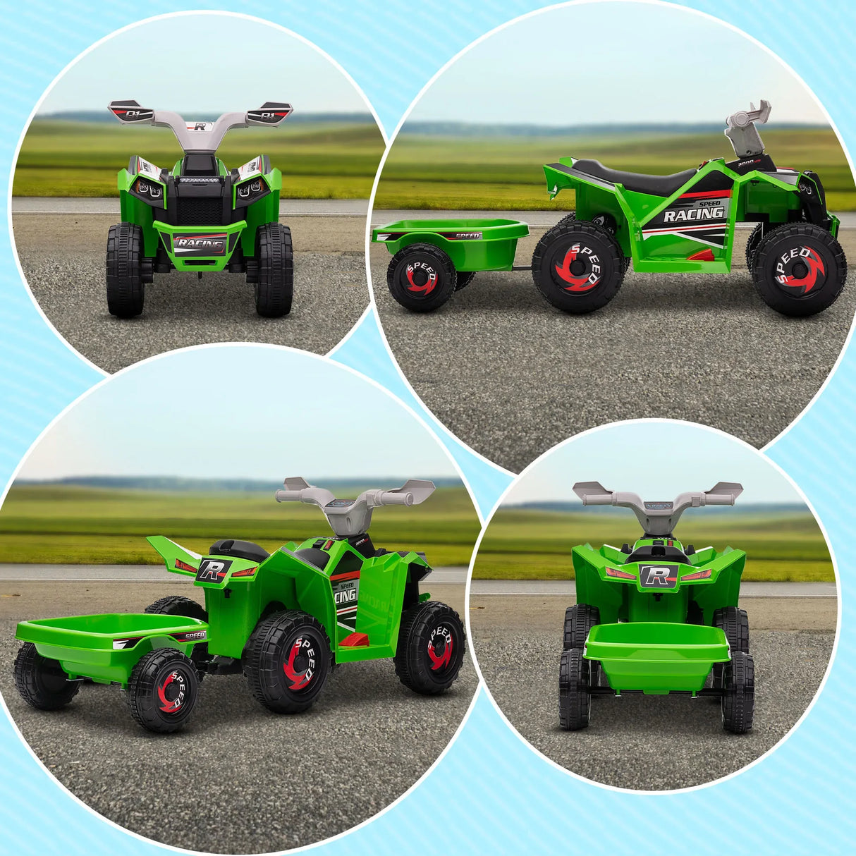6V Electric Kids ATV With Cargo Trailer And Wear-Resistant Wheels - Omega Lifestyles