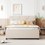 Full Upholstered Platform Bed With Trundle And Drawers Full - Omega Lifestyles