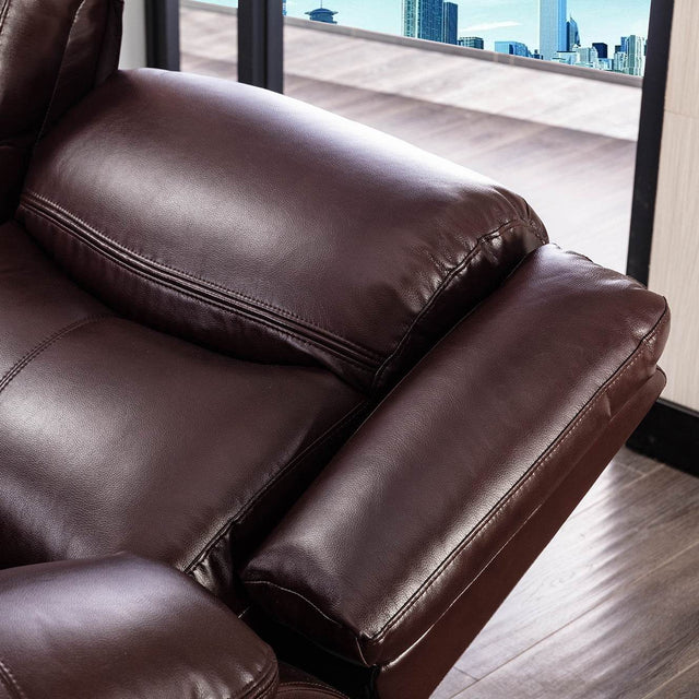 Breathable Dark Brown Leather Manual Reclining Loveseat - Omega Lifestyles