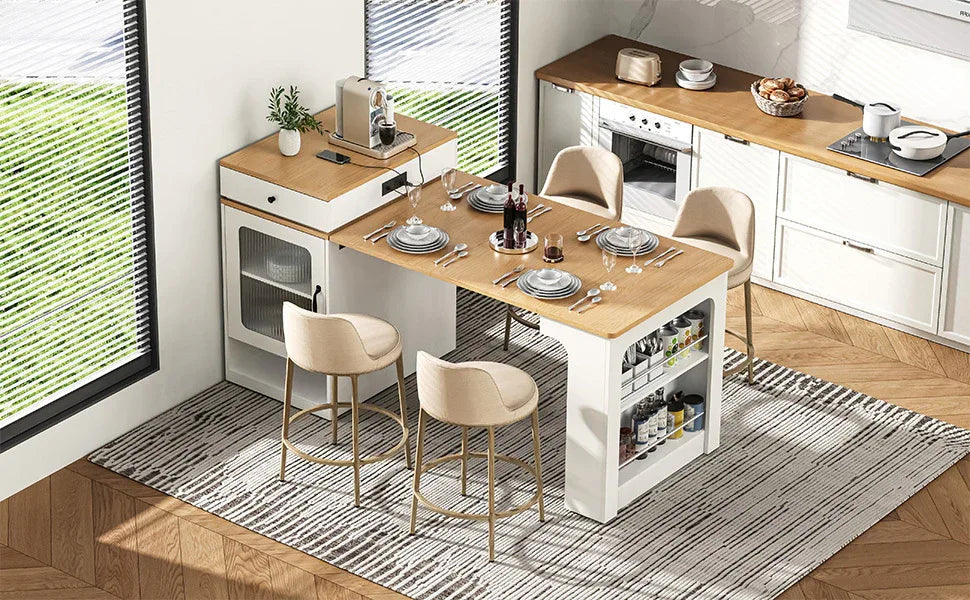 Extendable Dining Table Kitchen Island With Storage - Omega Lifestyles