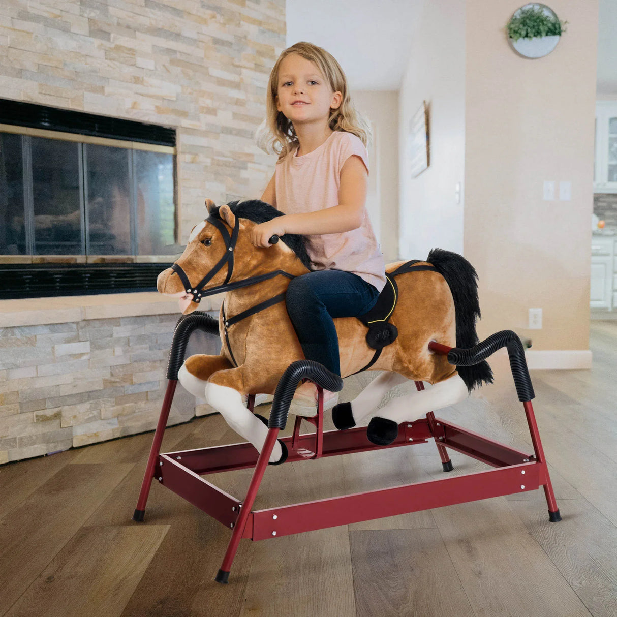 Plush Toddlers Spring Rocking Horse With Realistic Sounds - Omega Lifestyles