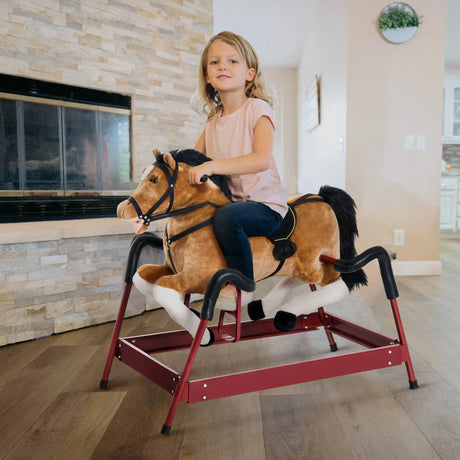 Plush Toddlers Spring Rocking Horse With Realistic Sounds - Omega Lifestyles