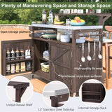 Outdoor Kitchen Island Solid Fir Wood Raised Shelf Cart - Omega Lifestyles