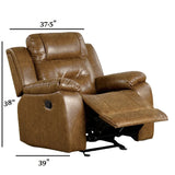 Transitional Brown Leatherette High Density Foam Manual Recliner - Omega Lifestyles