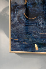 Set Of 2 Blue And Gold Framed Art Panels - Omega Lifestyles