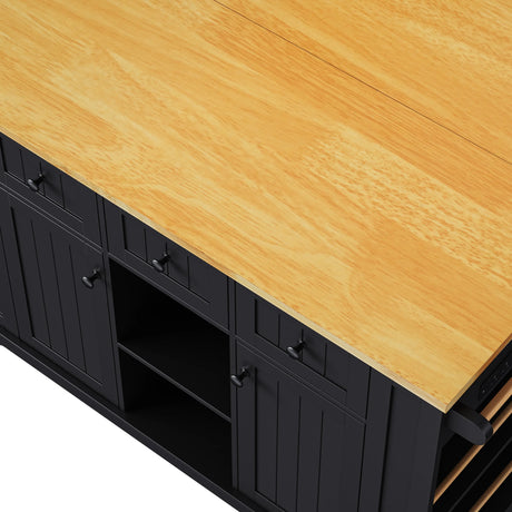 Large Kitchen Island Storage Cart With Bar Stools and Power Outlet - Omega Lifestyles