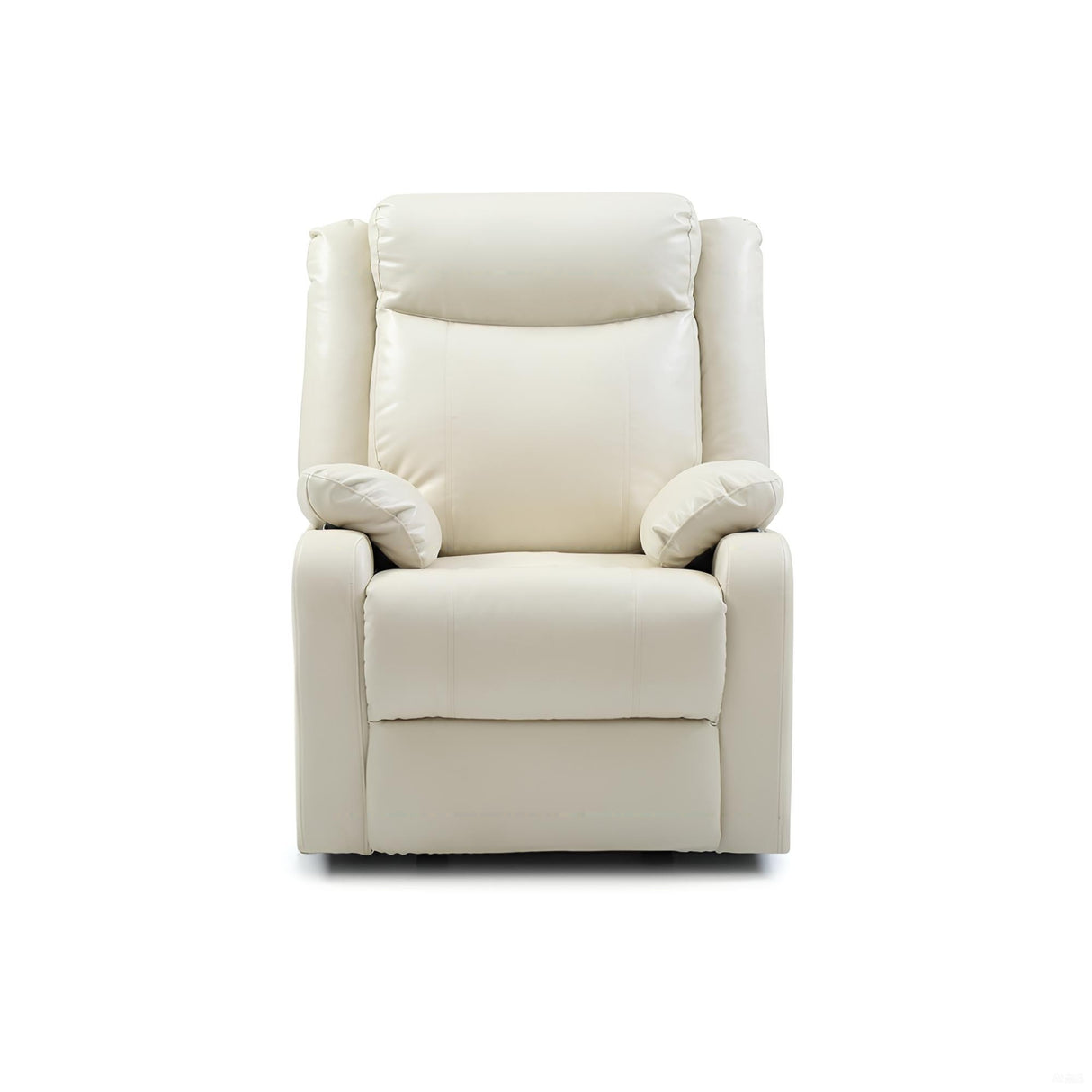 Off White PU Manual Rocker Recliner With Padded Arms