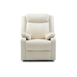 Off White PU Manual Rocker Recliner With Padded Arms