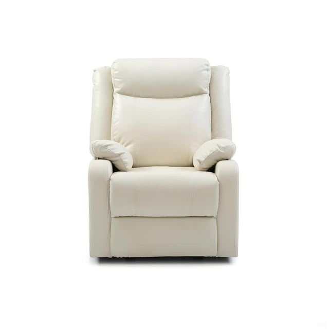 Off White PU Manual Rocker Recliner With Padded Arms