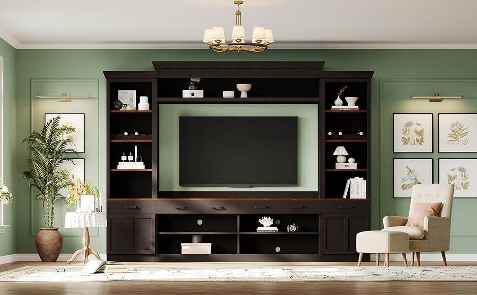 Farmhouse Mid-Century Walnut MDF TV Stand - Sleep Galleria