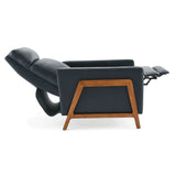 Mid-Century Modern Genuine Leather Push Back Recliner - Omega Lifestyles