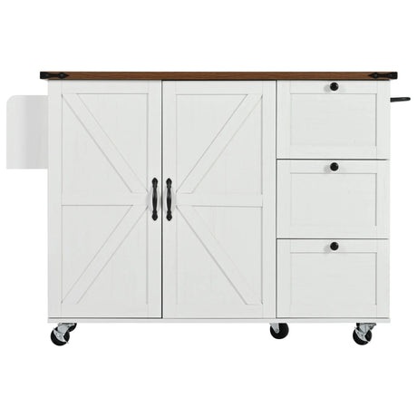 Farmhouse Kitchen Island Cart With Power Outlet - Omega Lifestyles