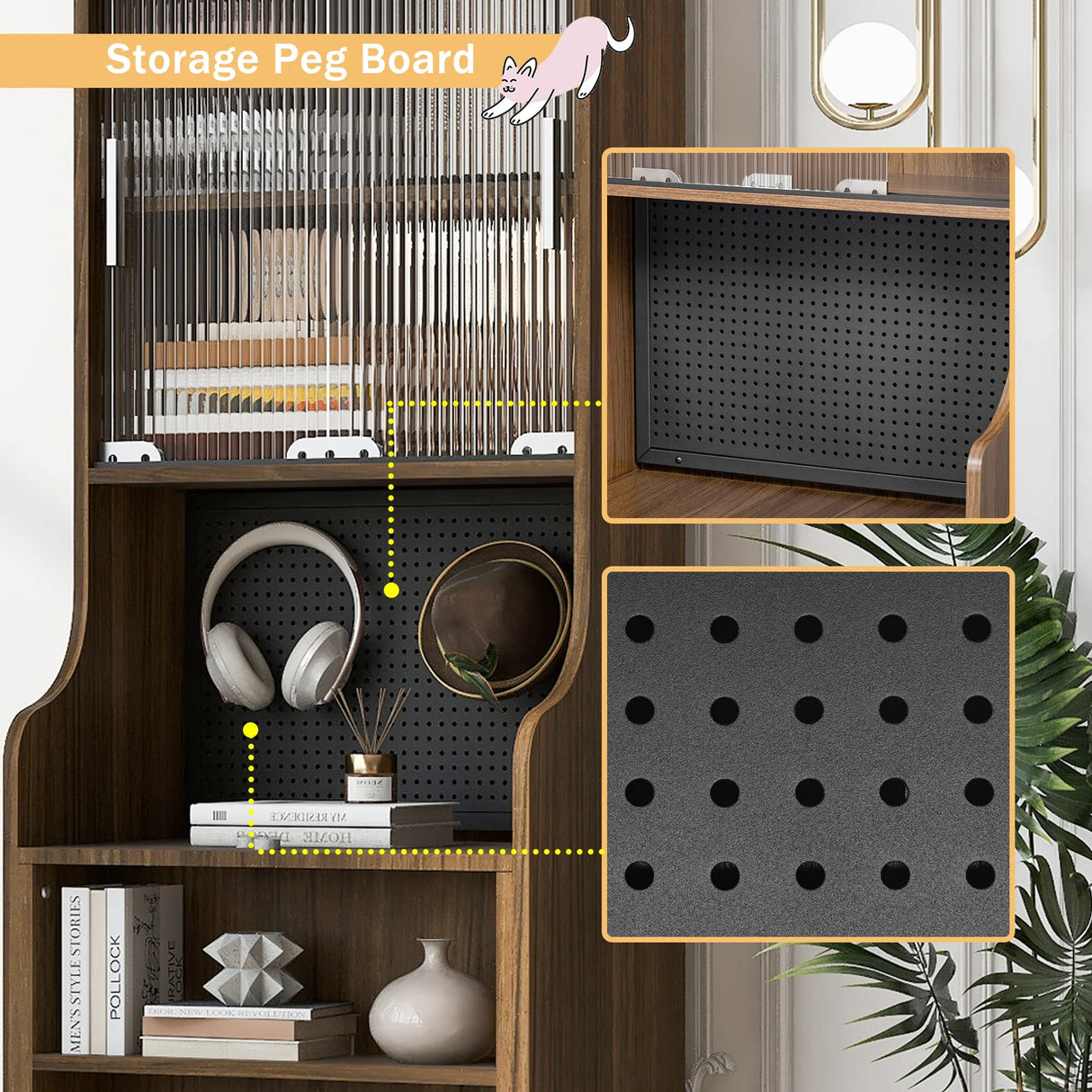 Mid-Century Modern Walnut Foldable Desk With Hutch - Omega Lifestyles