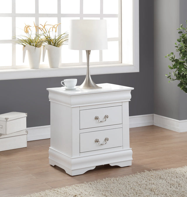 White Synthetic Wood Nightstand With Storage Drawers - Omega Lifestyles